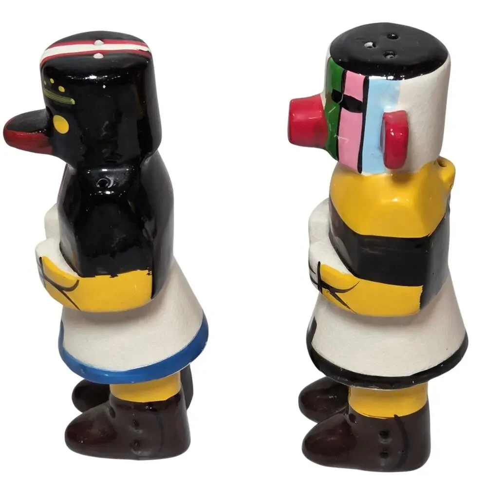 Vintage Hopi Kachina Doll Salt Pepper Shakers Japan Southwestern Ceramic Pair